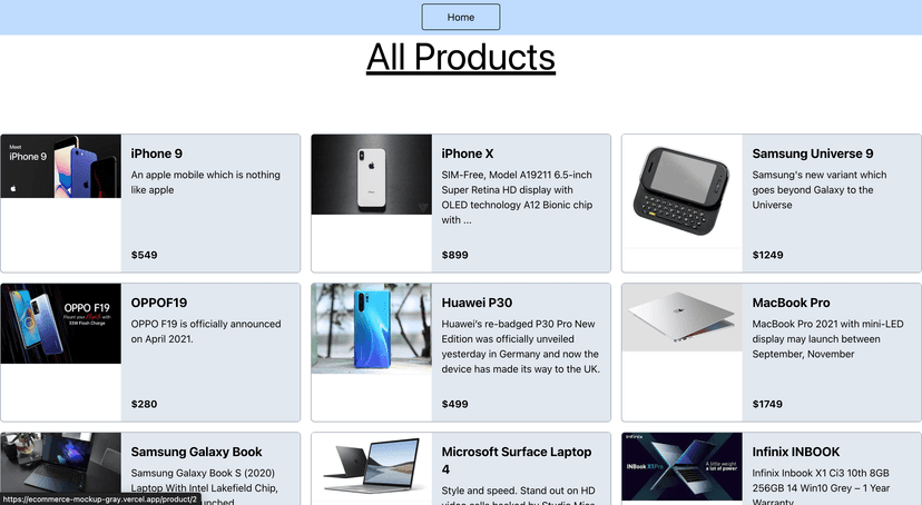 Ecommerce Mock screencap